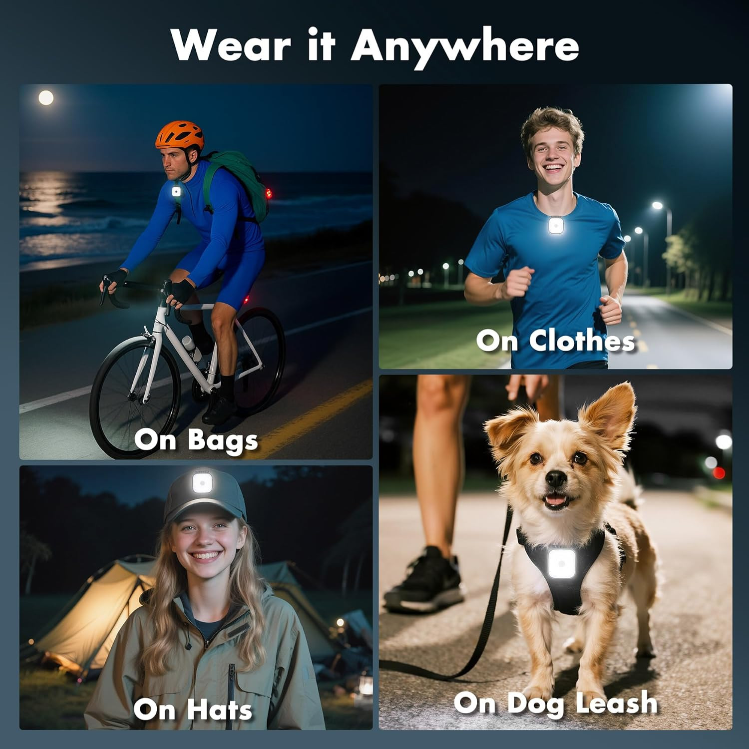 2 Pack Running Lights for Runners - Rechargeable Clip on FlashlightDog Mini Fla