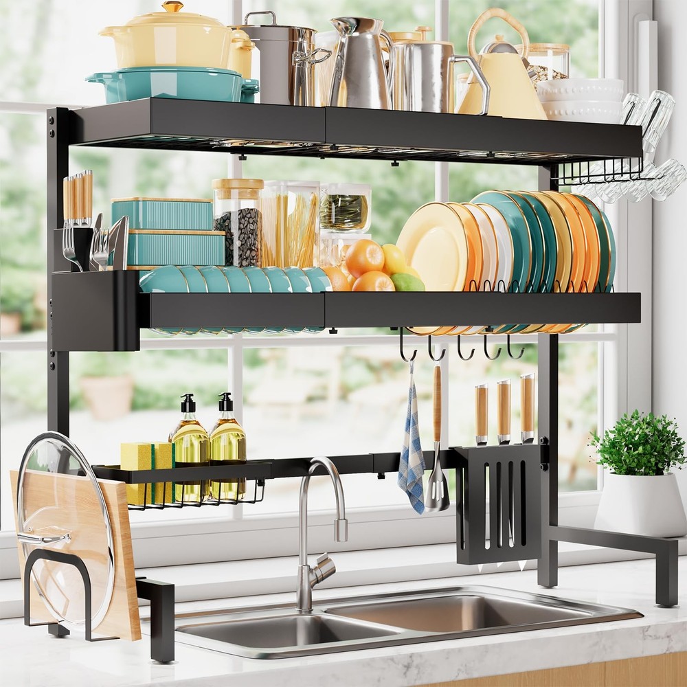 Maximize Kitchen Space - Expandable Over Sink Dish Rack 3 Tier