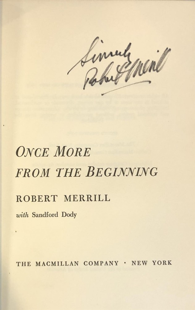 Robert Merrill Signed Hardbound Book