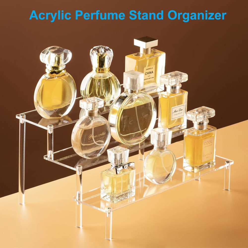 Large Acrylic Display Risers, Perfume Stand Organizer, Clear Acrylic Shelf Riser