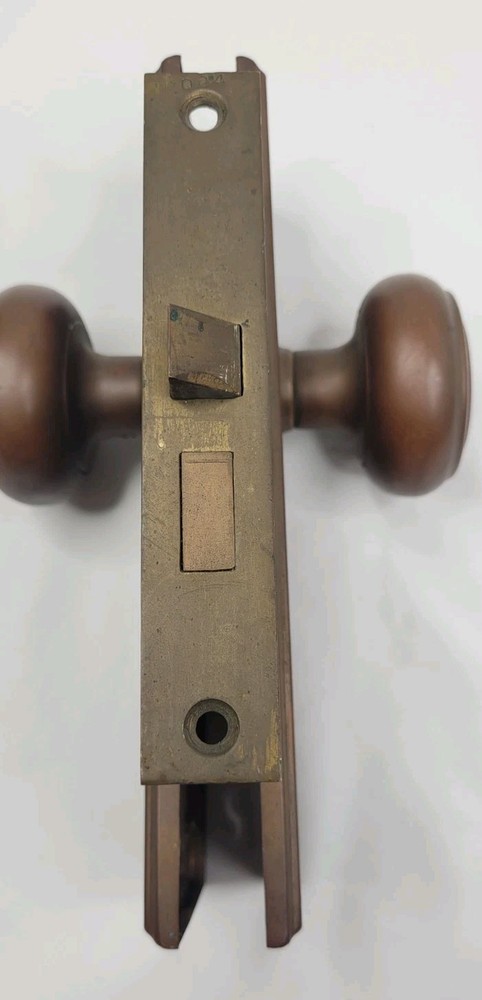 Antique Bronze Door Knobs Plates Locking Hardware Set