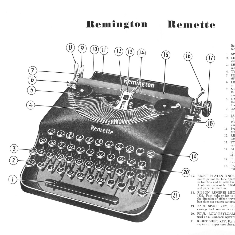 Remington Remette Portable Typewriter Instruction User Manual