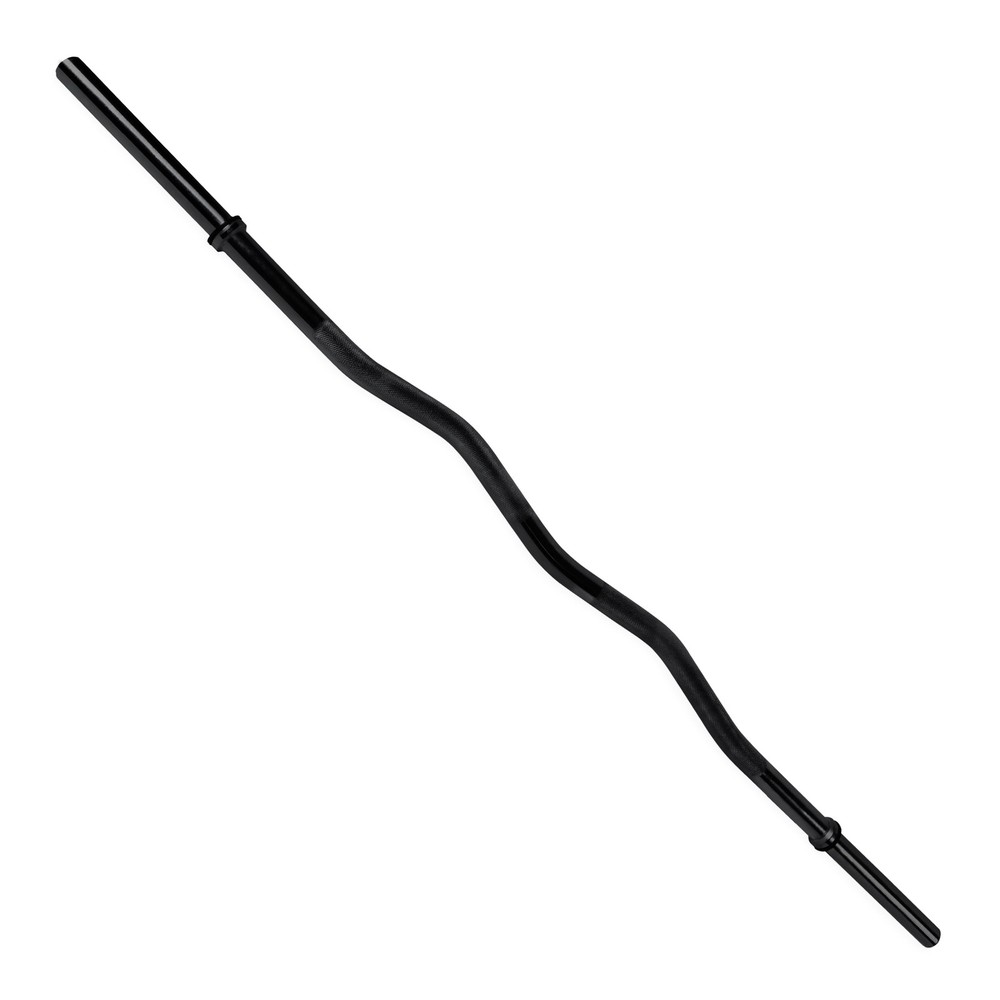 Barbell Standard 1 In. Solid Chromed E-Z Weight Curl Bar, 47 In., Black