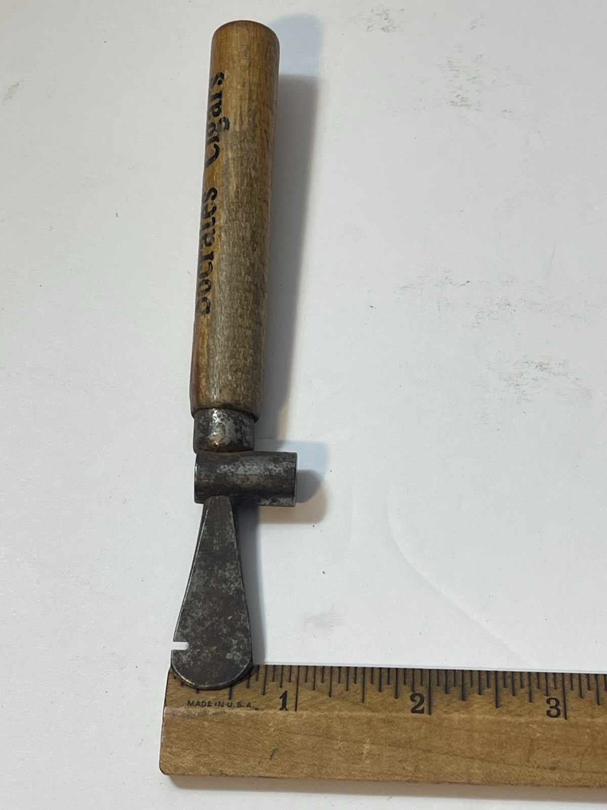 Antique Wood Handle Cigar Box Opener Hammer Tool Advertising SOCRATES CIGARS