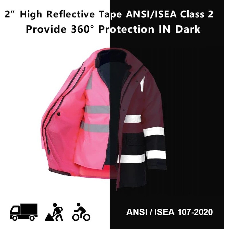 6 in 1 High Visibility Reflective Jacket Safety Outer Inner Waterproof Workwear