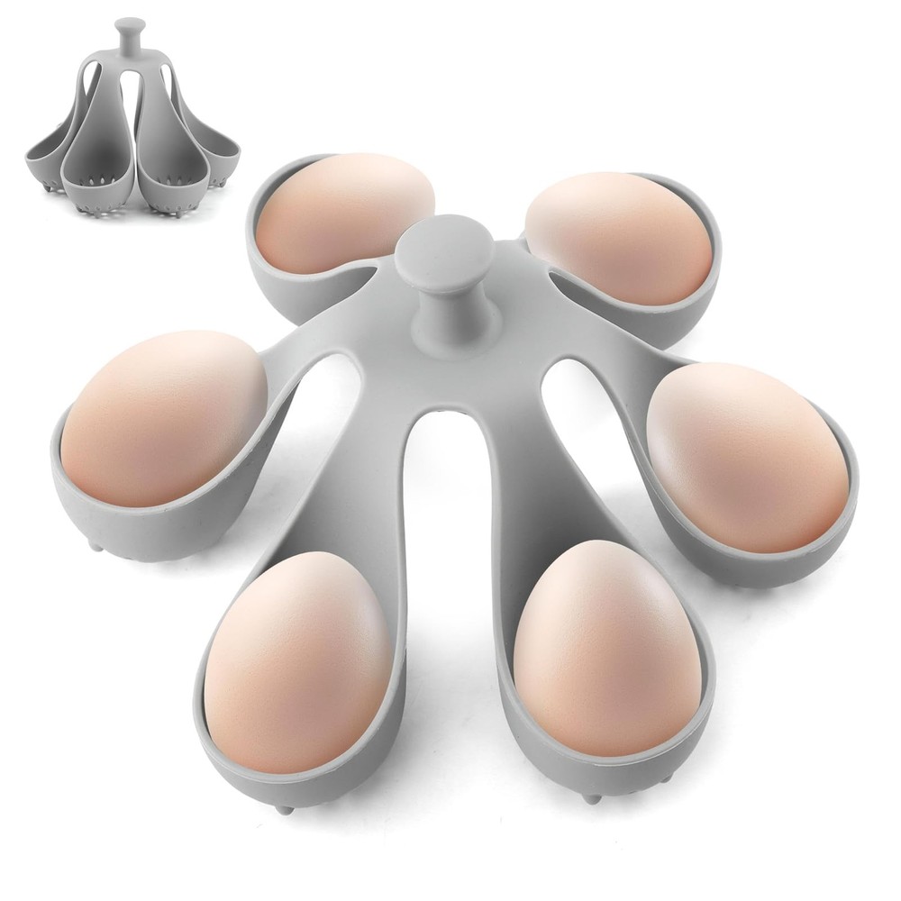 Silicone Egg Boiler Rack Freestanding Egg Boiler Holds 6 Eggs Hard Boiling