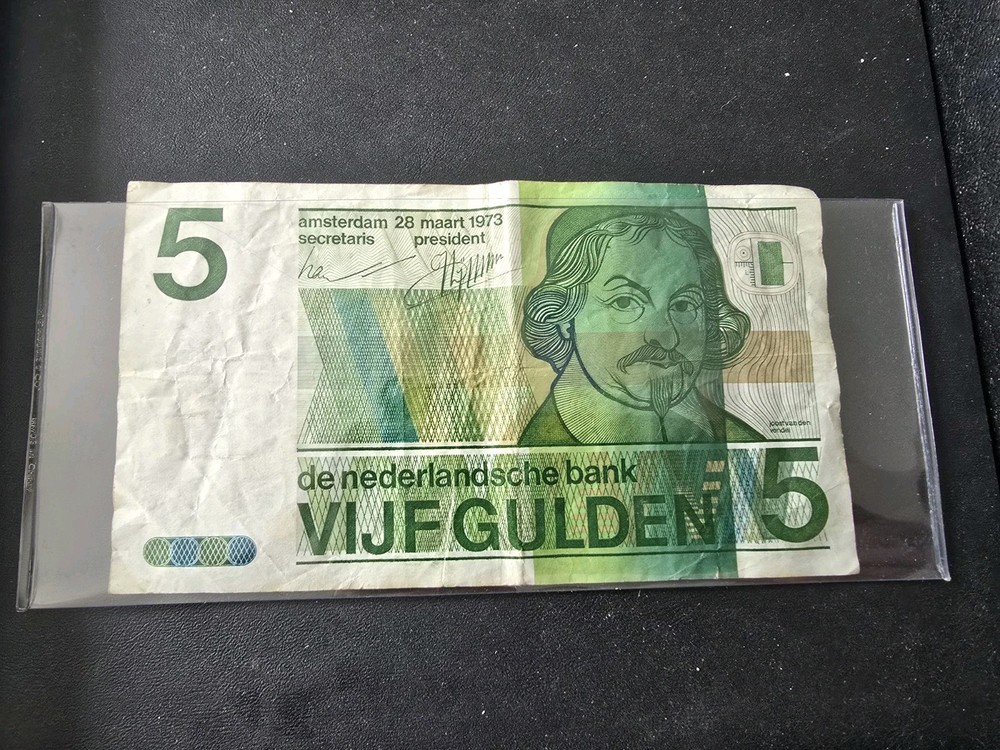 1973 NETHERLANDS 5 GULDEN NOTE  ISSUED 28.03. 1973