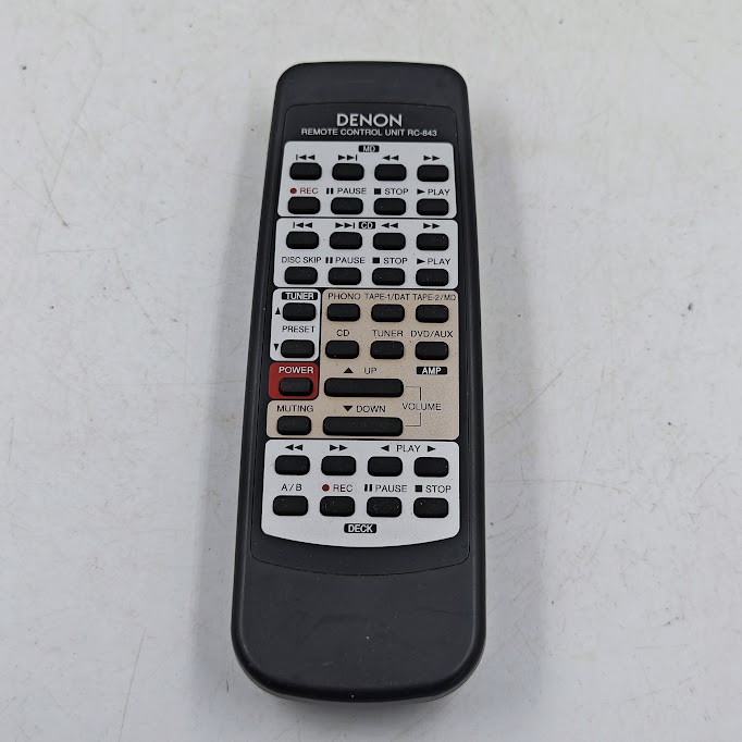 Denon RC-843 Remote Control - Working, Missing Battery Cover