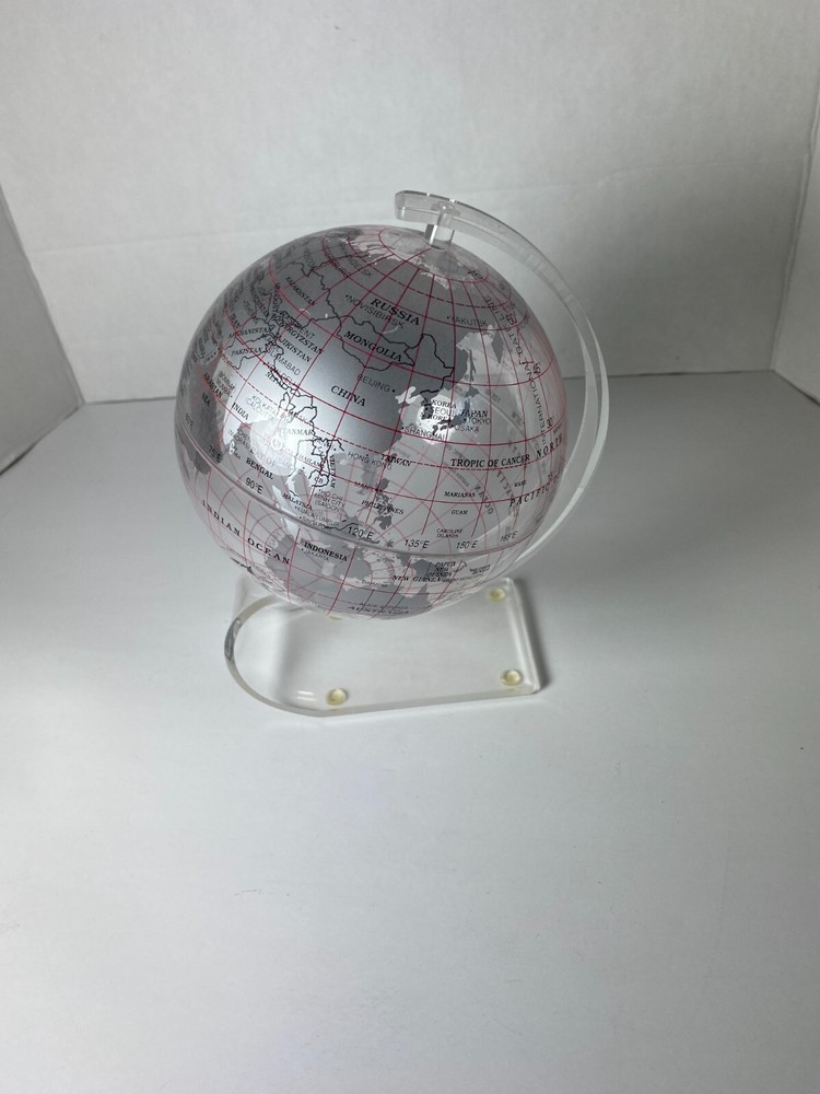 2002 Spherical Concepts 8" Clear World Globe Acrylic Stand Desk Globe