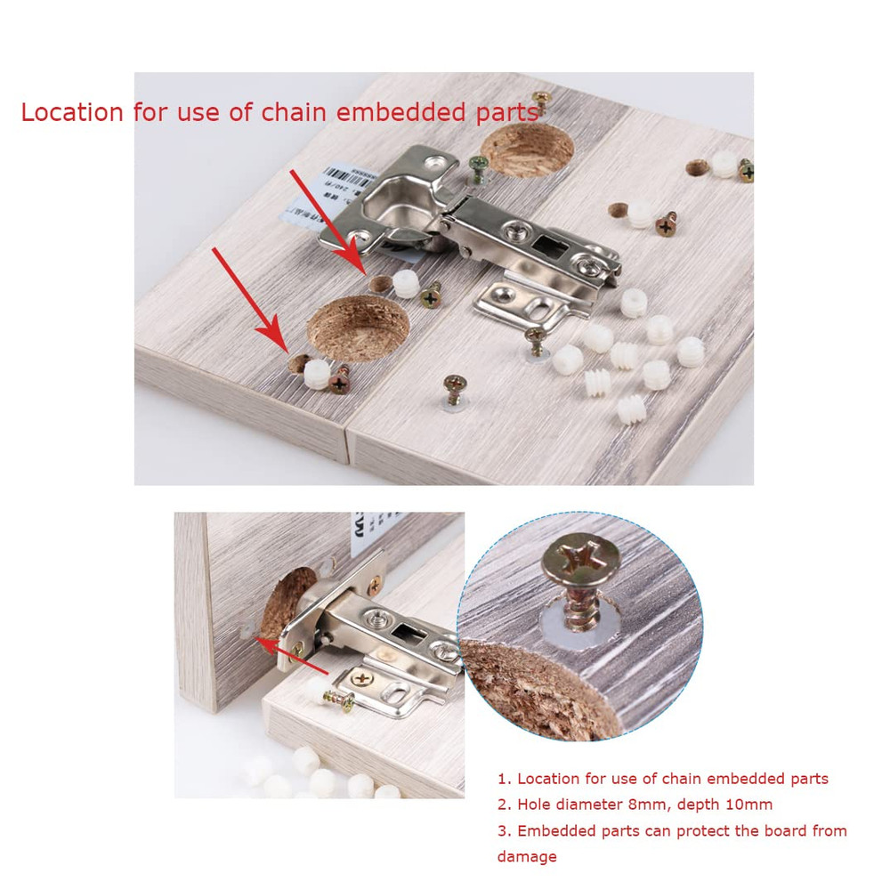 100Pcs Plastic Hinge Dowel Inserts Kit 4X10Mm Toothed Machine Thread Opening Pla