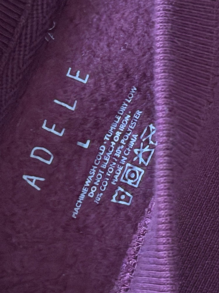 Adele Rolling In The Deep Embroidered Crewneck Sweatshirt Large Burgundy