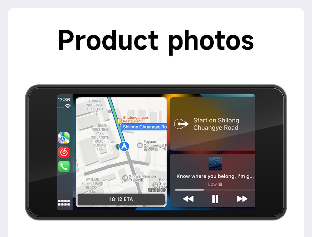 5" Waterproof Motorcycle Navigator Portable Wireless CarPlay Android Auto Screen
