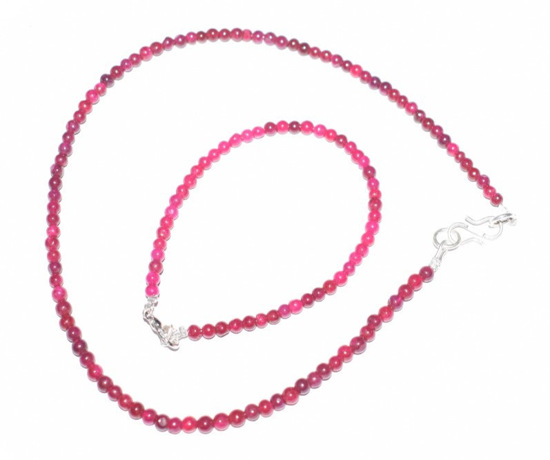 Lab Ruby Gem Set | 925 Sterling Silver | Bracelet 9” Necklace 20”