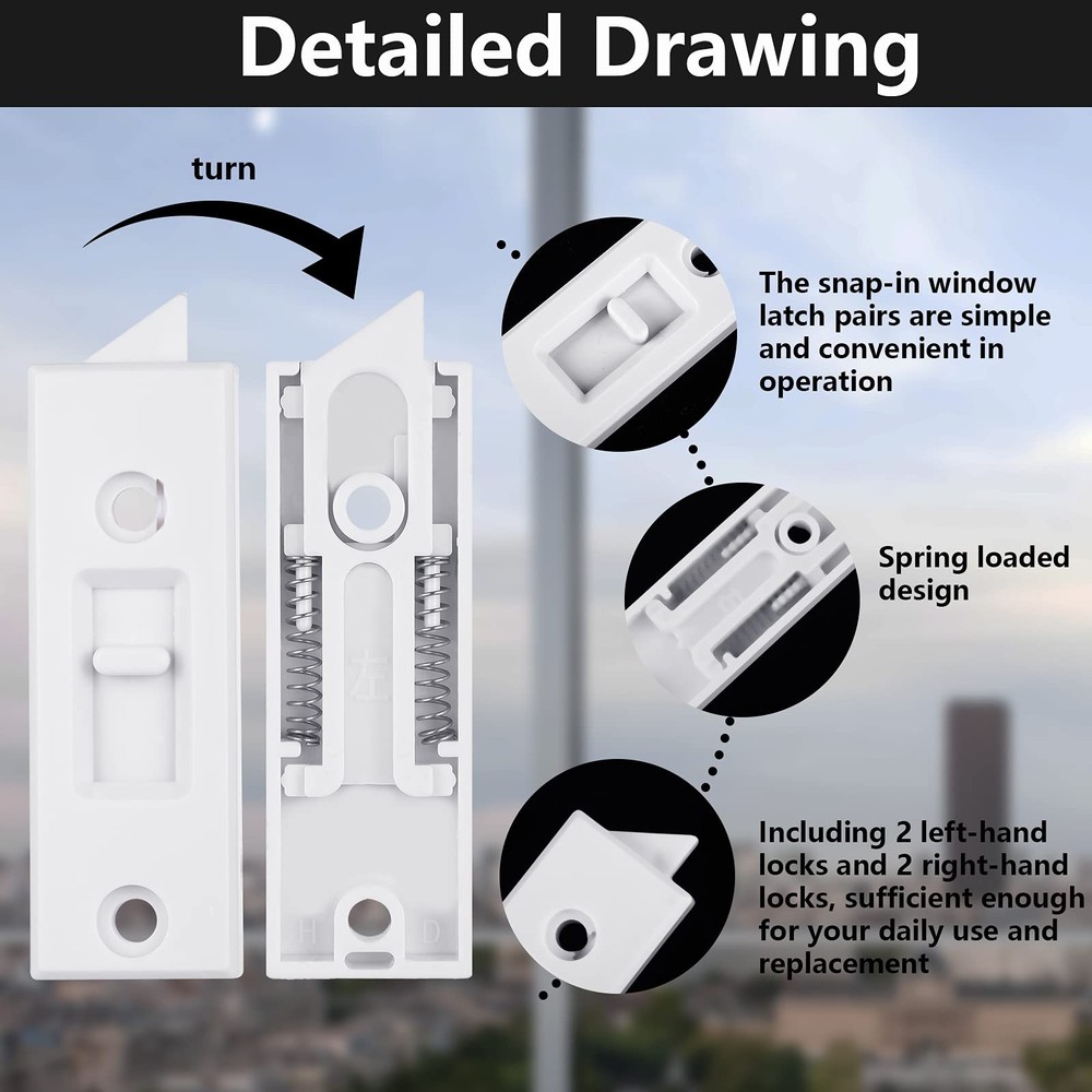 Window Latch Locks Parts and Hardware Tilt Plastic White