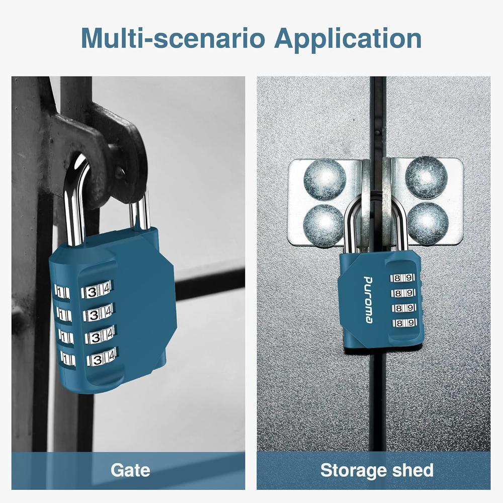 2 Pack Combination Lock 4 Digit Locker Lock Outdoor Waterproof Padlock for Schoo