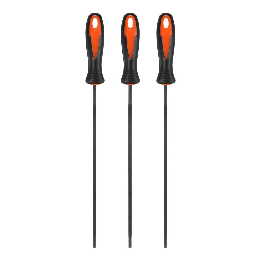 3-Pack Chainsaw Sharpening File, 5/32" with Handle for Sharpening [Black,Orange]