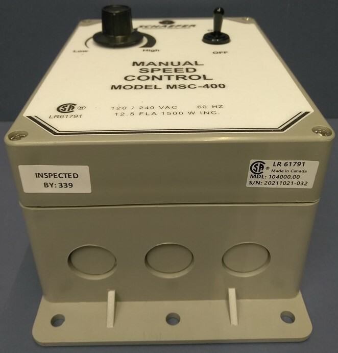 Schaefer Manual Variable Speed Fan Control, 115/230 volt. model MSC-400