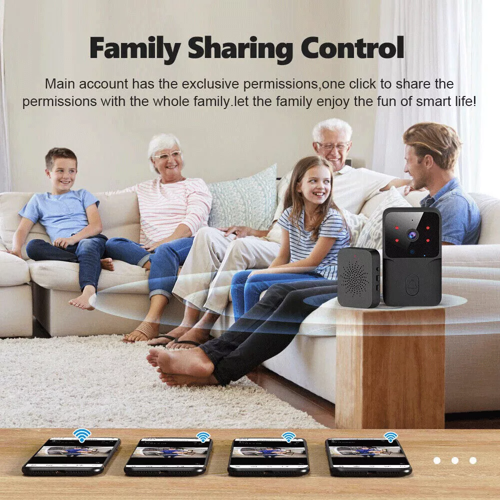 Smart Wireless WiFi Doorbell Intercom Video Camera Door Ring Bell Chime Security