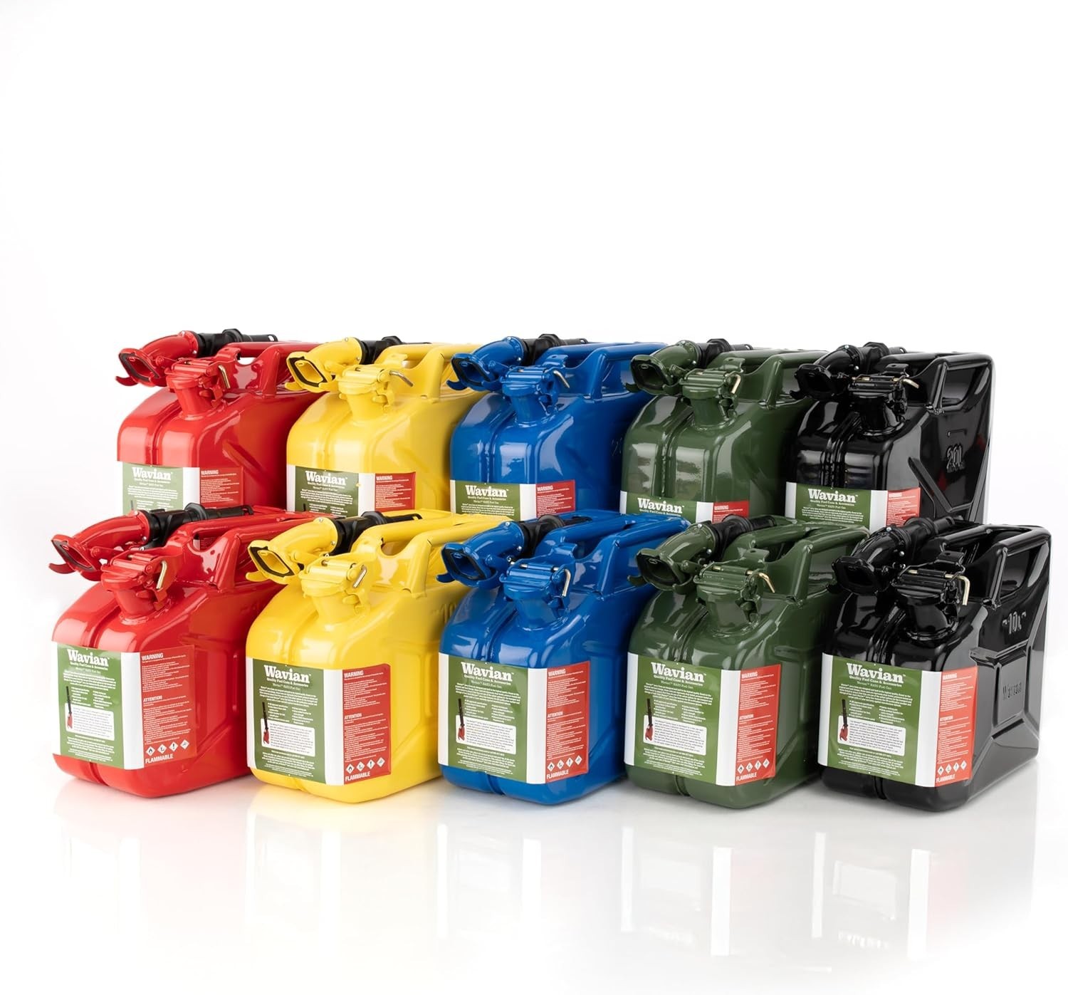 Wavian USA Authentic NATO Jerry Can - 20L Red - Rust-Proof EPA & CARB Compliant
