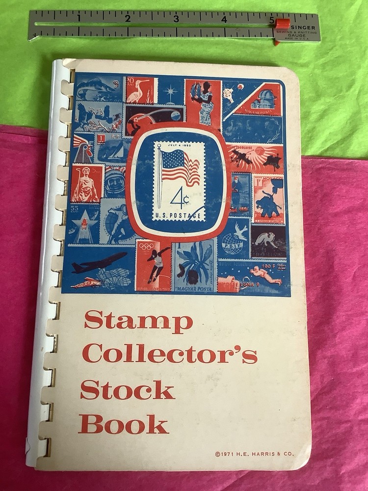 Vintage 2 Stamp Collector’s Stock Books WITH Approx.100+ Per- 1960’s 70’s 80’s