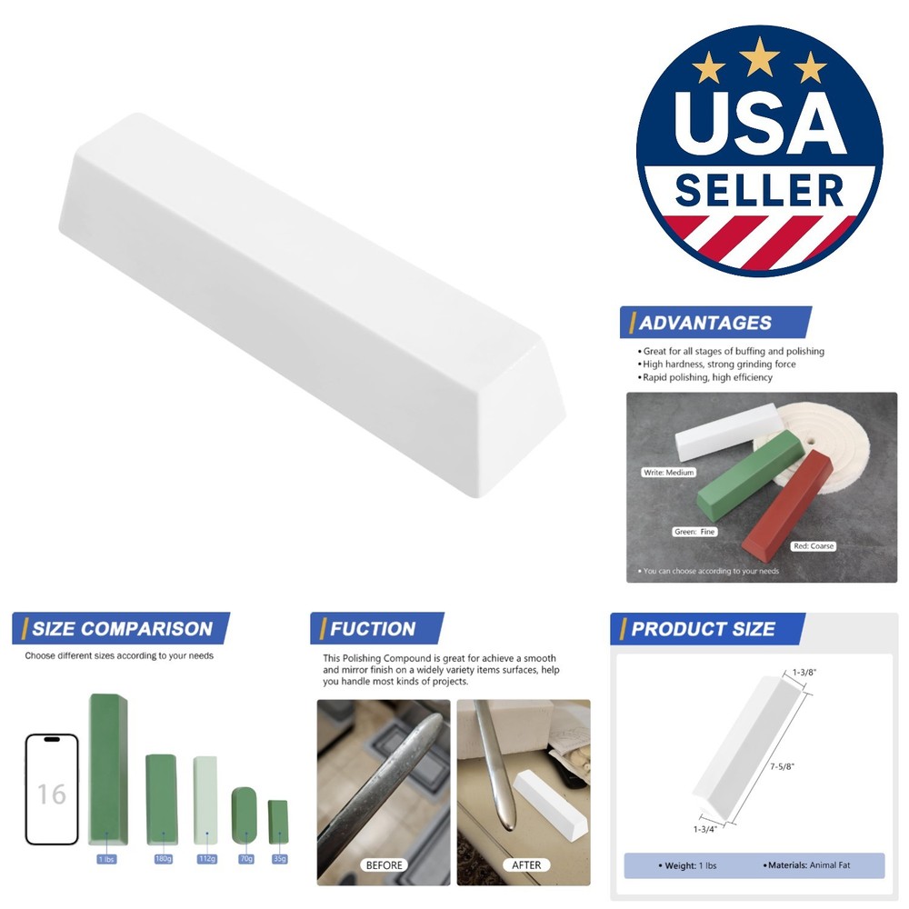 White Medium Buffing and Polishing Compound - Mirror Finish Solution - 1 lb.