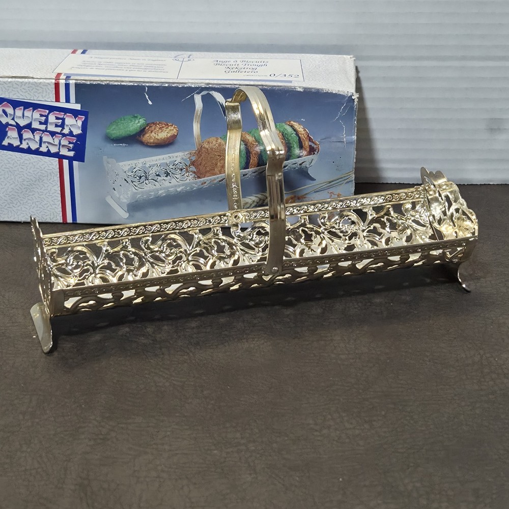Vintage Queen Anne Silver Plated Cracker Biscuit Rack Tray In Original Box