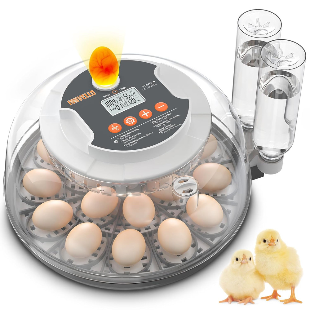 18-Egg Automatic Egg Incubator with Auto Turning, Humidity Control & Accessories