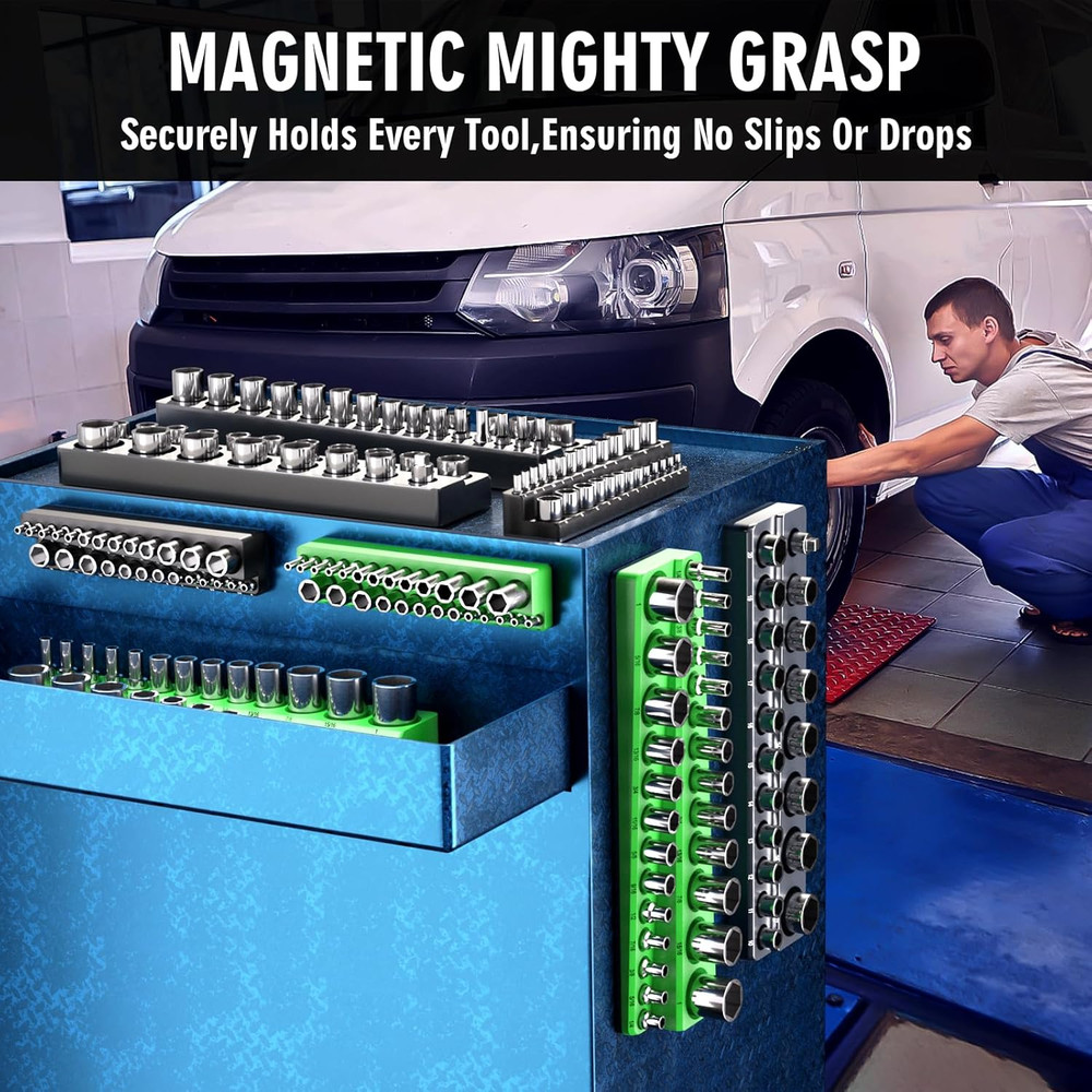 Magnetic Socket Organizer Holder Set for Tool Box Drawer, Toolbox Organization I