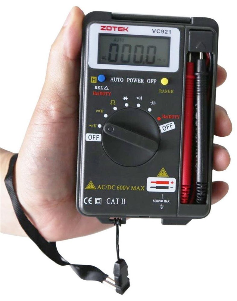 Digital Multimeter, Auto Ranging Pocket Multimeter Black VC921