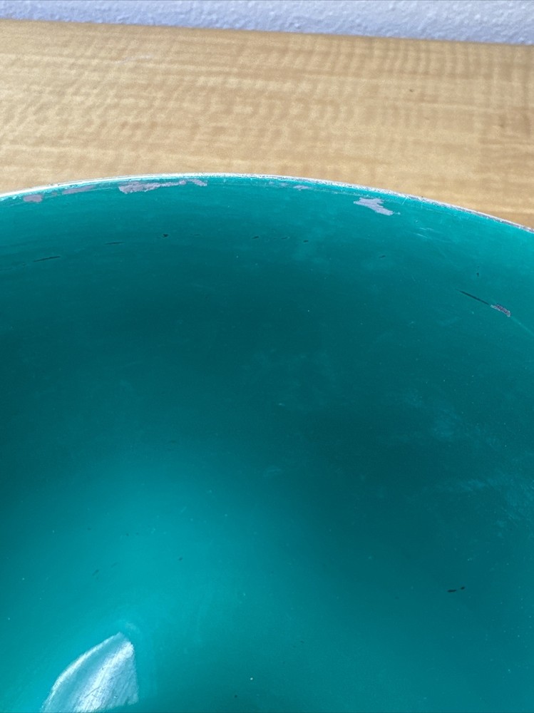 8” Vintage Reed & Barton Silver Plate Teal Enameled Footed Bowl - #104