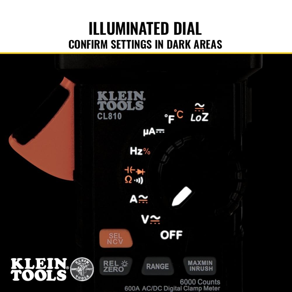 Klein Tools CL810 Digital Clamp Meter, Auto Ranging TRMS, AC/DC Volt/Current,...