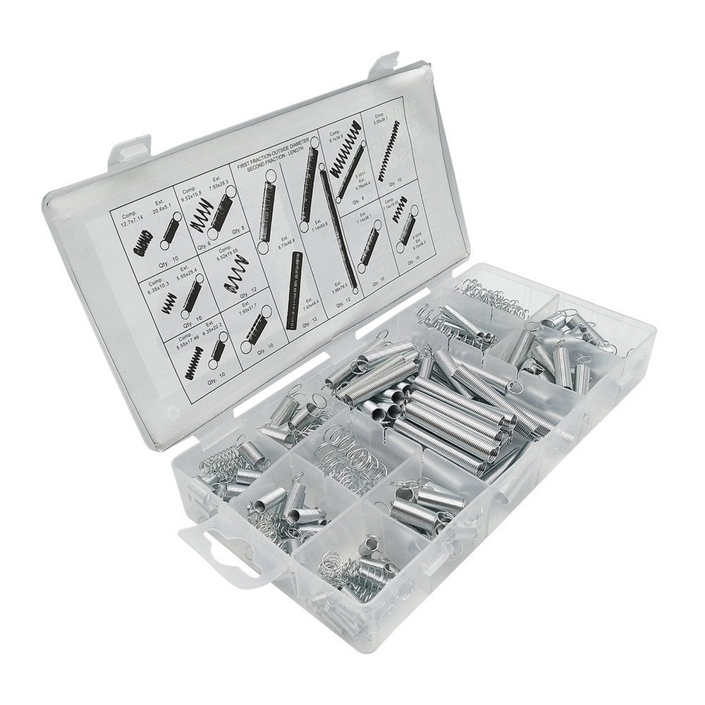 200 PCS Assorted Metal Compression Tension Hook Springs with Storage Box