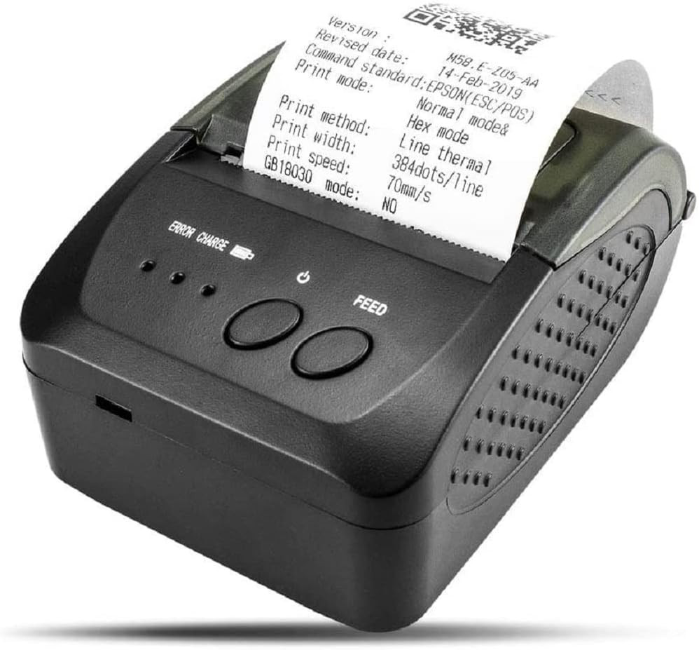 Bluetooth Receipt Printer, 58Mm Mini Thermal POS Printer Portable Personal Bill