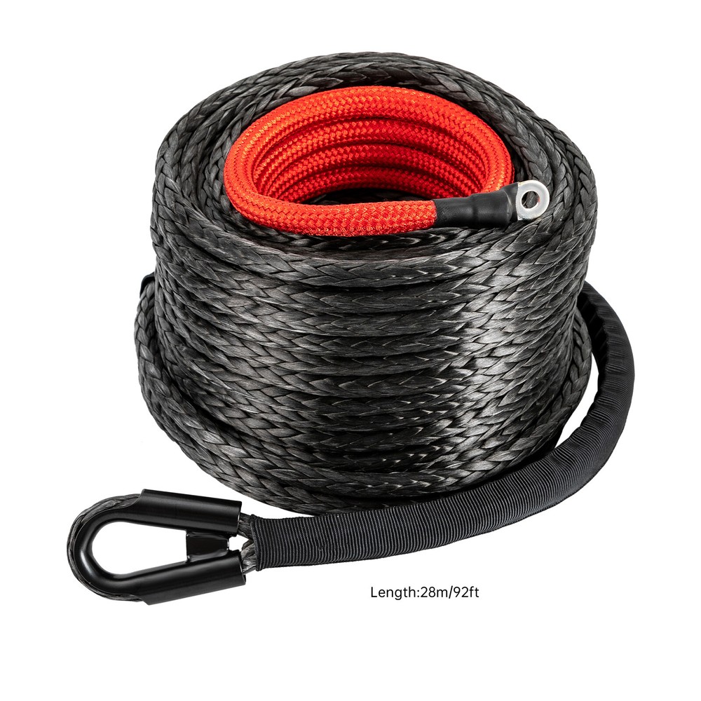 1/2"x92' Synthetic Winch Rope with Hook, Winch Cable w/Safety Pull Strap HOT