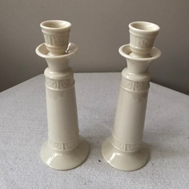 Pair Lenox Special Ivory China 9" Candleholders