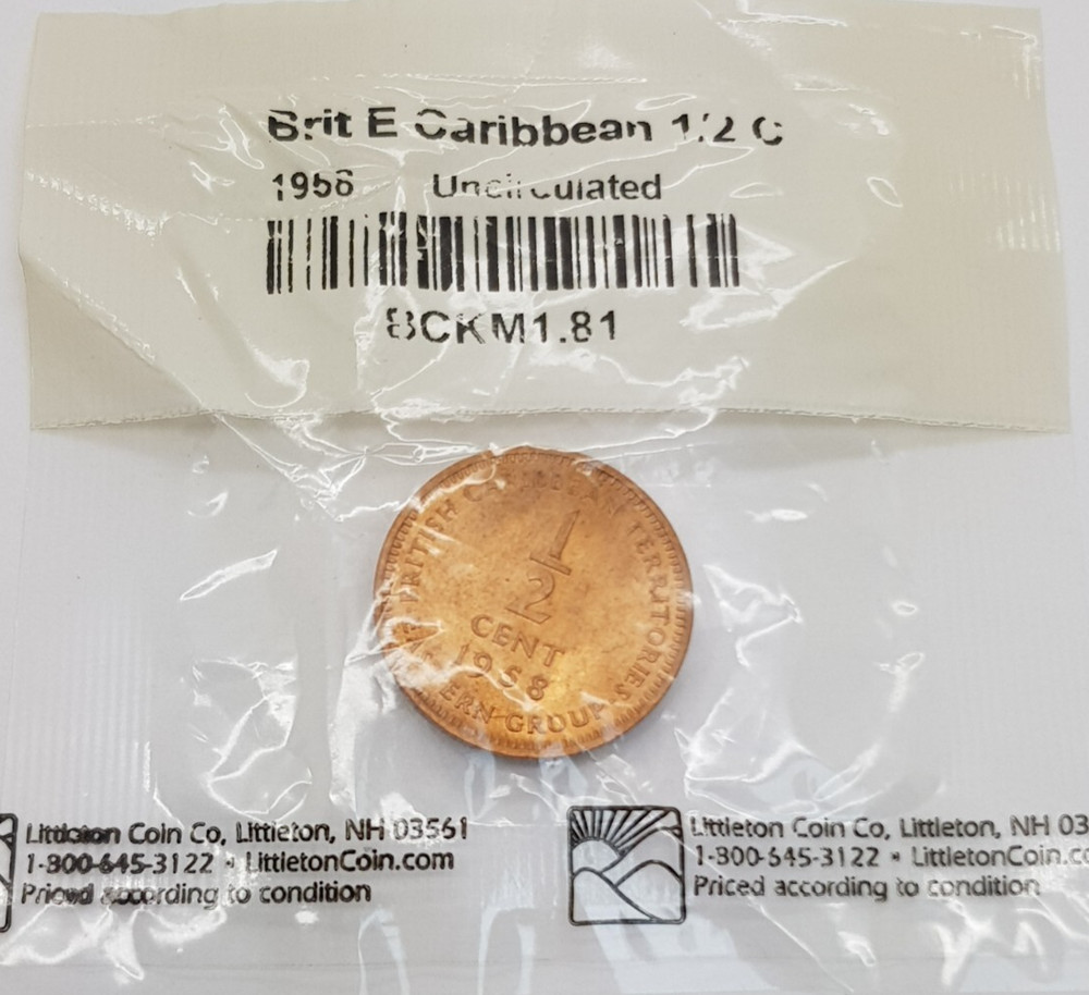 1958 British E Caribbean Territories 1/2 Cent
