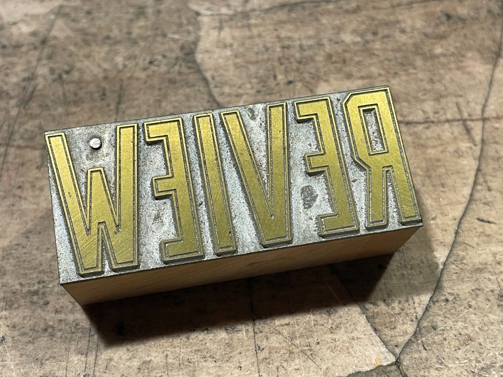 Printing Letterpress Printers Block 'REVIEW' Header (1698)