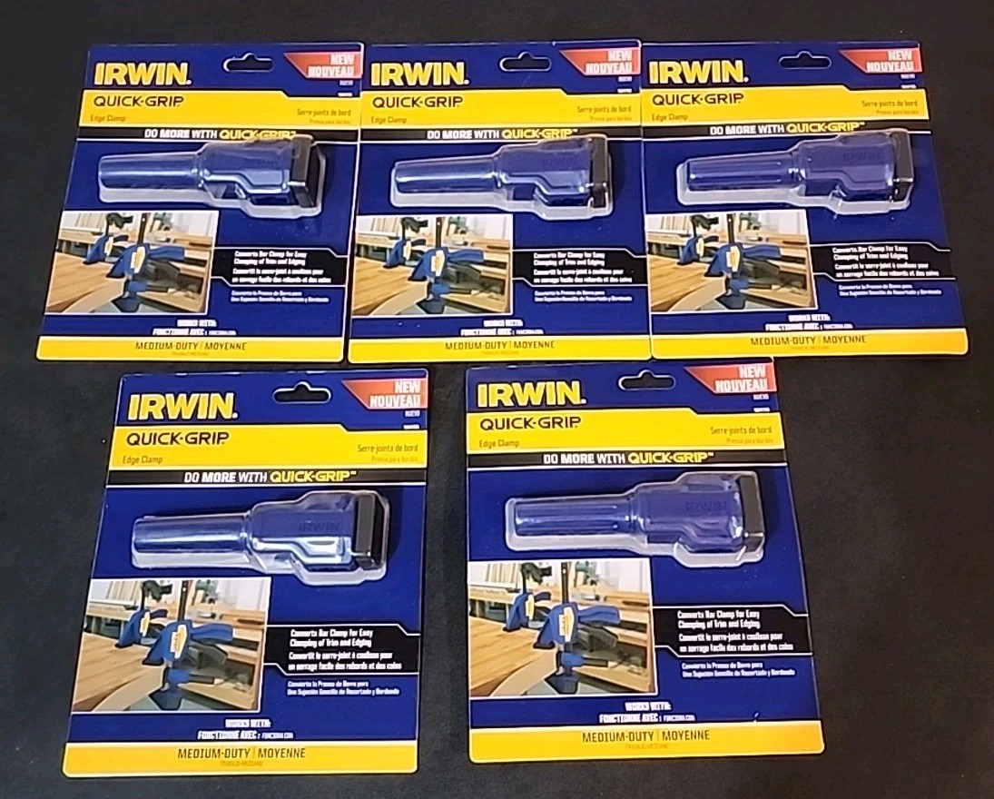 NEW 5 Pack- IRWIN 1964755, QUICK-GRIP, Edge Clamp for Medium-Duty Clamps