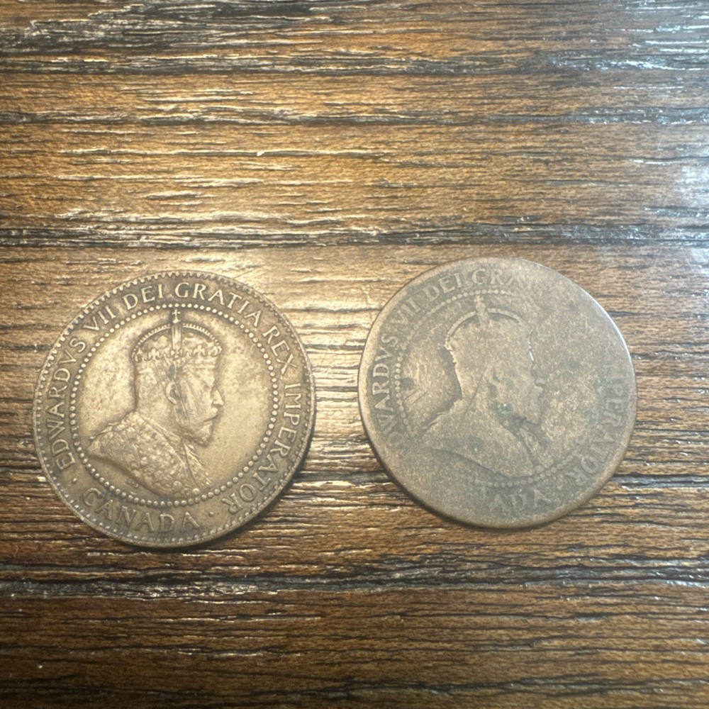 2-Canada One Cent 1905, 1909 nice King Edward