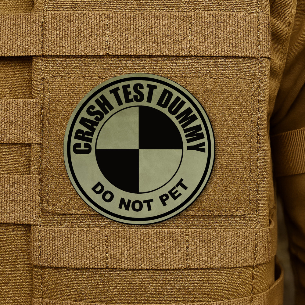Crash Test Dummy Funny Morale Patch, 3" Round Hook & Loop Plate Carrier Patch