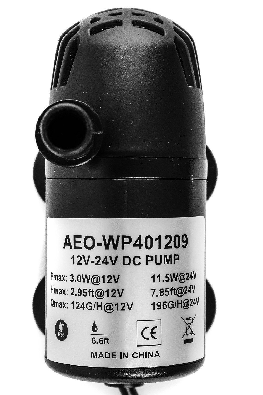 AEO 12V - 24V DC Brushless Submersible Water Pump, 196GPH (1 Pack)