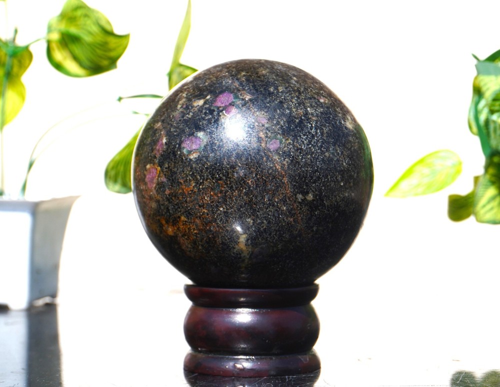 Large 100MM Pink Ruby Biotite Stone Healing Mineral Metaphysical Sphere Ball