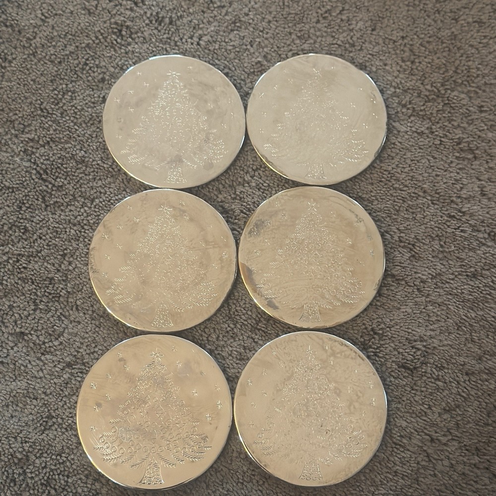 Silver Christmas tree coasters
