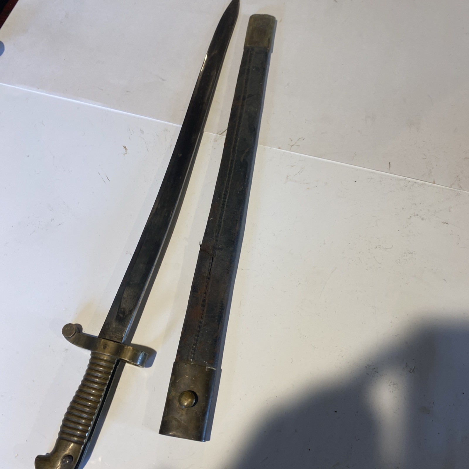 US Navy Rifle Model 1861 Collins Plymouth Whitneyville Saber Bayonet + Scabbard