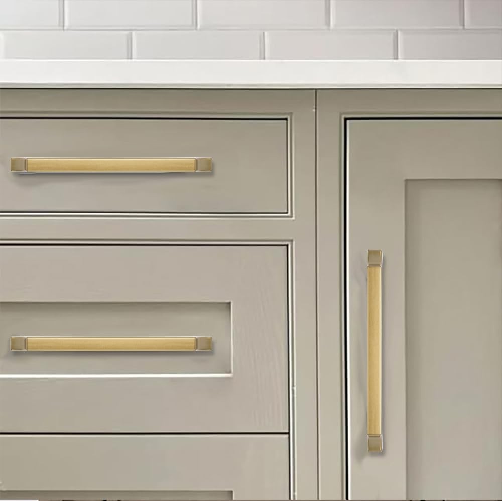 3-Pack 12 Inch Square Brushed Gold Appliance Cabinet Pulls, Solid Satin Gold ...
