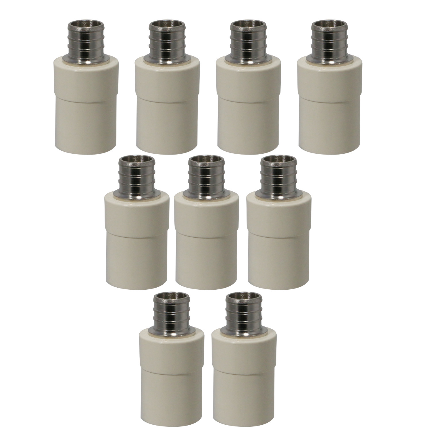 10 Pack  XFITTING 3/4" Pex B x 3/4" CPVC Transition Coupling, Lead Free