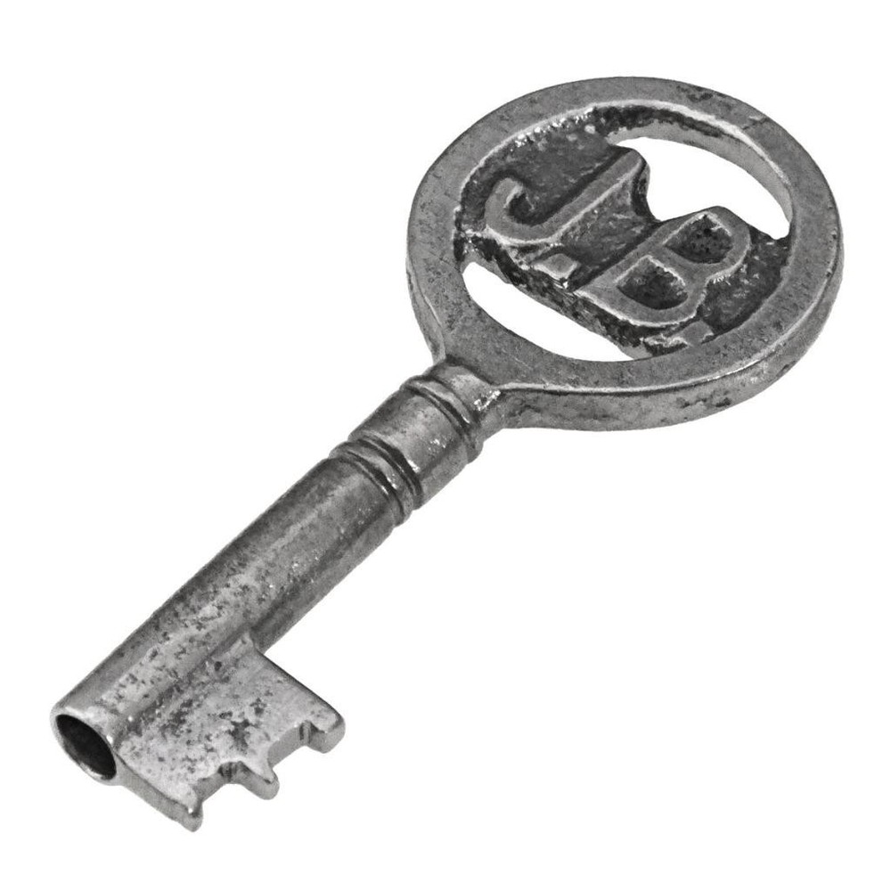 JB Key 1¾" Small - Scarce DECORATIVE INITIALS BOW - Antique Key - ref.k118