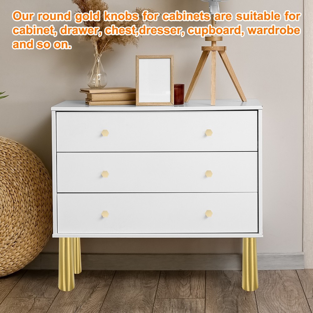 4 Pack Solid Knobs Hexagon Zinc Alloy Cabinets Knob with Screw M4 Black