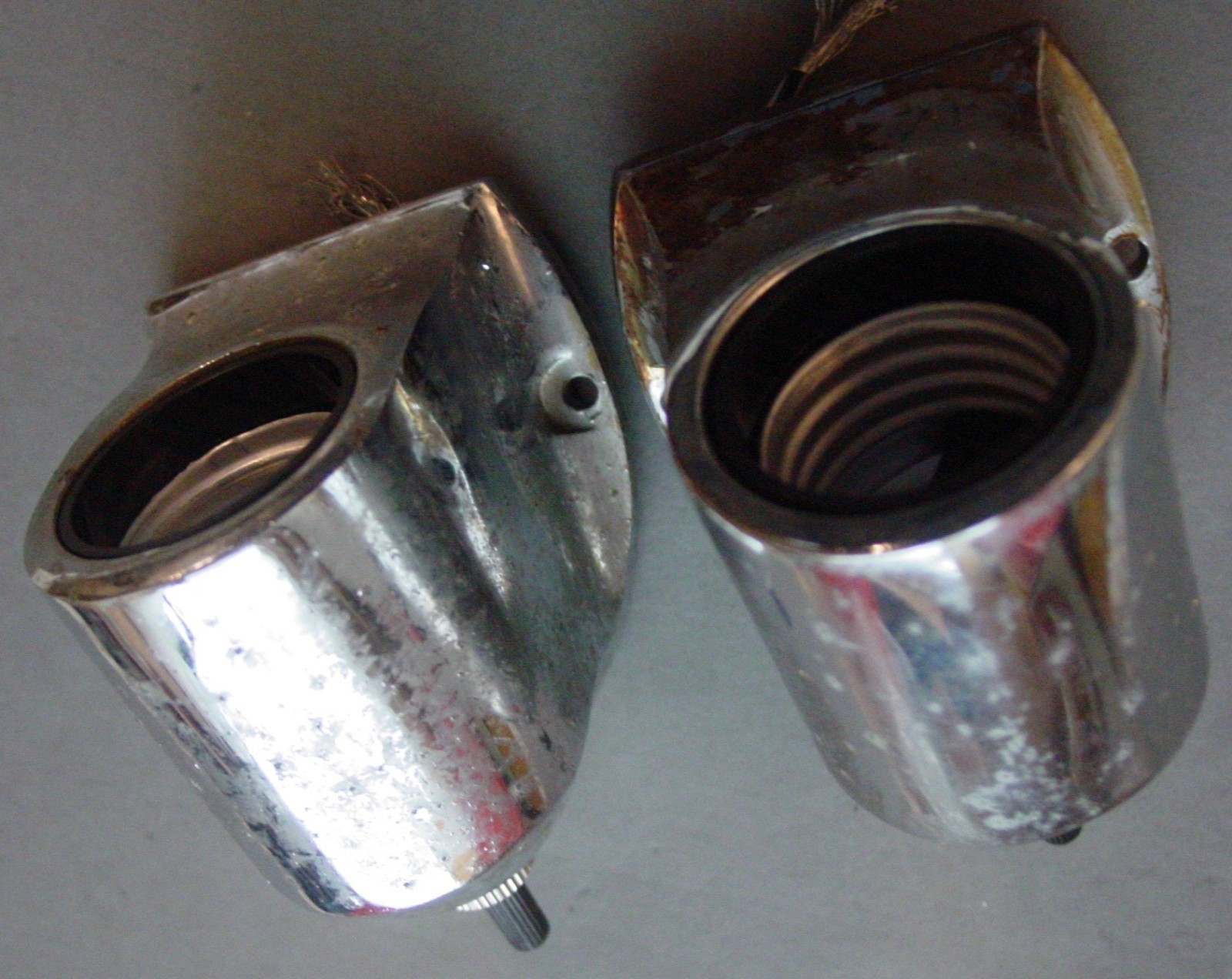 2 Vintage Boat Sconces Lot Art Deco Low Profile Compact Chrome Light Fixture