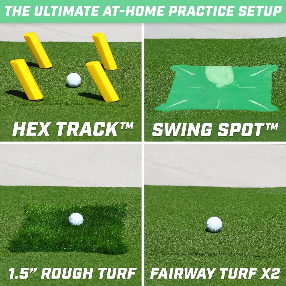 5'x4' Foldable Golf Mat with Interchangeable Turf Inserts for Effective Training